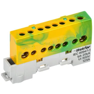 TEKFOR Шина PE земля изолированная на универсальном держателе 8х12-8-ЖЗ IEK