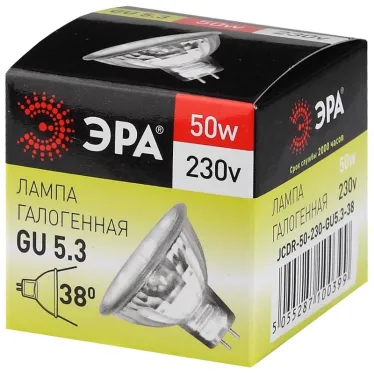 Лампа накаливания галогенная GU5.3-JCDR (MR16) -50W-230V-CL (галоген, софит, 50Вт, нейтр, GU5.3) (10/200/6000)