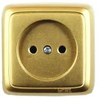 Розетка наружная с изоляционной пластиной золото