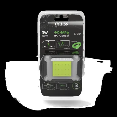 Фонарь светодиодный налобный 3 Вт 180 лм Черный IP33 на батарейках 3xААА GFL Gauss