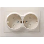 Розетка 2-местная с заземляющим контактом с защитной шторкой 16А керамика КВАРТА кремовый (РСш12-3-Км )