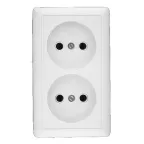 ХИТ Розетка двойная наружная белая без заземления и шторок 16А 250В