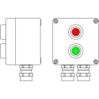 Взрывозащищенный пост управления из алюминия CPE-A-12 -(1xP1G(11) -1xP1R(11)) - 2x6018AASBKGM2SB(C)1Ex d e IIC T6 Gb / Ex tb IIIC T80°C Db IP66