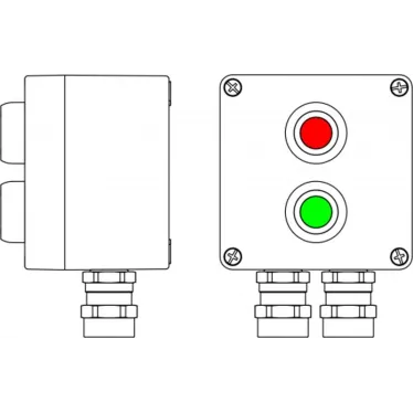 Взрывозащищенный пост управления из алюминия CPE-A-12 -(1xP1G(11) -1xP1R(11)) - 2x6018AASBKGM2SB(C)1Ex d e IIC T6 Gb / Ex tb IIIC T80°C Db IP66