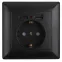 Розетка Intro Solo 4-410-05 с заземлением P+E Schuko со шторками, 16А-250В + 2хUSB, IP20, СУ, антрацит
