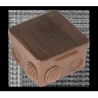 Коробка распаячная КМР-030-014 с крышкой (103х103х55), 8 мембранных вводов тёмное дерево IP54 PROxima