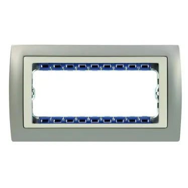 Рамка с суппортом на 8 узких модулей, S82C, алюминий - алюминий