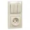 Блок: розетка + выключатель трехклавишный бежевый