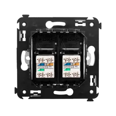 Avanti Розетка телефонная в стену двойная, ''Черный квадрат''