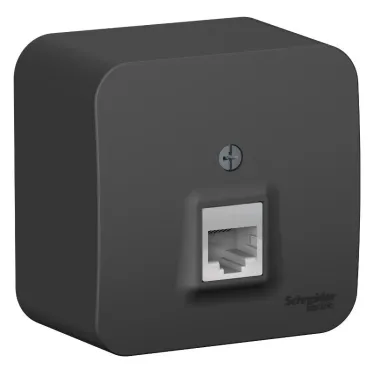 Розетка BLANCA наружная телефонная RJ11, с изолирующей пластиной, антрацит