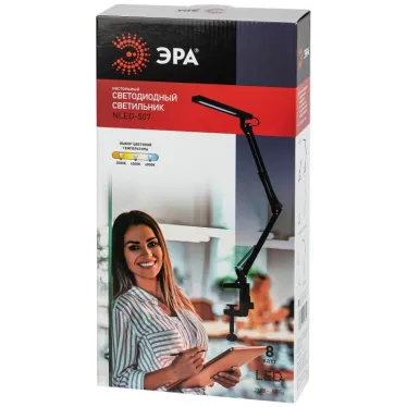 Светильник настольный NLED-507-8W-BK светодиодный на струбцине чёрный