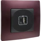 Зарядное устройство с двумя USB-разьемами тип A-тип С 240В/5В 3000мА - Etika - Цвет Антрацит