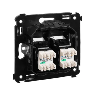 Avanti Розетка телефонная в стену двойная, ''Черный квадрат''