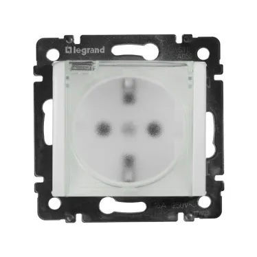 VALENA Розетка с заземлением с крышкой со шторками белая