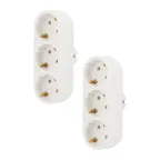 Набор тройников электрических линейных 16 А вертикальные с заземлением, белый (2 шт/уп)