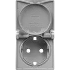 Valena LIFE Лицевая панель розетки 2К+З с крышкой Алюминий