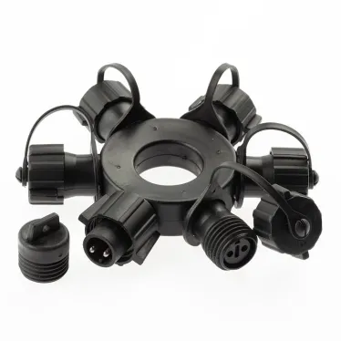 Разветвитель ERAPS-OR для гирлянд IP65 круговой 6 гнезд черный