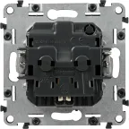 Valena ALLURE Розетка силовая 2К+З 16А 250В со шторками безвинтовые зажимы с лицевой панелью антрацит