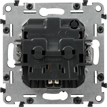 Valena ALLURE Розетка силовая 2К+З 16А 250В со шторками безвинтовые зажимы с лицевой панелью антрацит