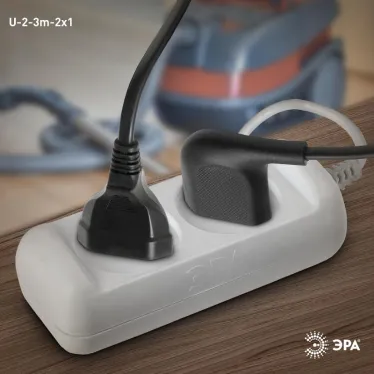 Удлинитель без зазeмл., 2х1мм2, 10А, ПВС, 2гн, 3м (10/840) U-2-3m-2x1