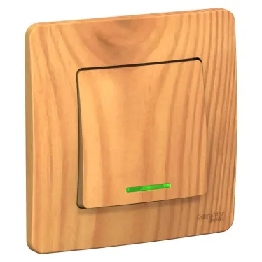 BLANCA скрытой установки одноклавишный выключатель (cх.1) с подсв., 10A, 250B, ясень