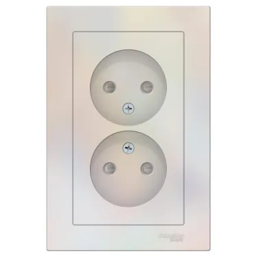 Розетка ATLASDESIGN двойная без заземления со шторками 16А в сборе жемчуг