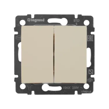 VALENA Выключатель двухклавишный в рамку слоновая кость