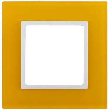 Рамка на 1 пост, стекло, Эра Elegance, жёлтый+бел, 14-5101-21