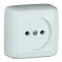 Розетка наружная с изоляционной пластиной белая