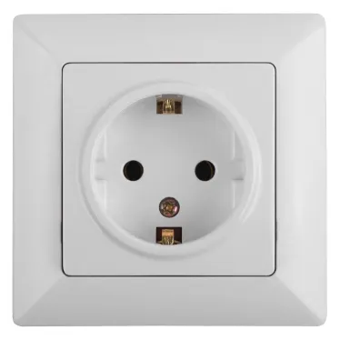 Розетка 2P+E Schuko со шторками, 16А-250В, СУ, Solo, белый, 4-206-01