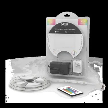 Лента светодиодная LED 5050/30RGB+30W-SMD 6 Вт/м 390 лм/м RGBW DC 12В IP20 10мм комплект лента и драйвер (блистер 3м) Basic Gauss