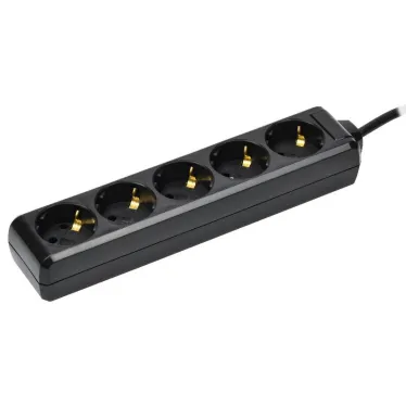 Удлинитель У05 5 мест с заземлением 5м 3х1мм2 16А 250В черный