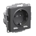 ATLASDESIGN РОЗЕТКА 16А с 2 USB A+A, 5В/2,4А, 2х5В/1,2А, механизм, БАЗАЛЬТ