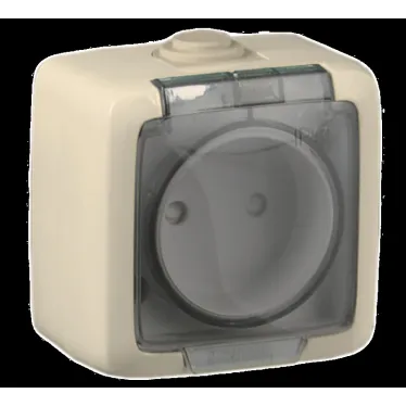 Розетка наружная без заземления без шторок слоновая кость IP44