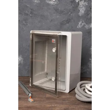 Бокс пластиковый с монтажной платой прозр. дверь 400х300х220 мм IP65 PROxima