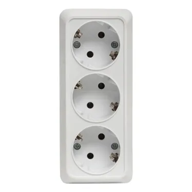 Розетка Рим 3-местная 16А с заземлением белая