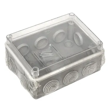 Коробка распаячная КМР-050-041пк пылевлагозащищенная10 мембранных вводов уплотнительный шнур прозрачная крышкой (150х110х70) PROxima