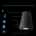 Светильник садово-парковый Sigma настенный архитектурный, GU10, 125*88*156mm, 170-240V / 50Hz, 1xMax.35W, IP54 | GD163 | Gauss