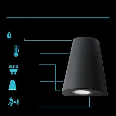 Светильник садово-парковый Sigma настенный архитектурный, GU10, 125*88*156mm, 170-240V / 50Hz, 1xMax.35W, IP54 | GD163 | Gauss