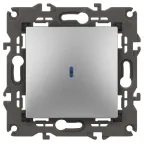 Выключатель с подсветкой, 10АХ-250В, Эра Elegance, алюминий,14-1102-03