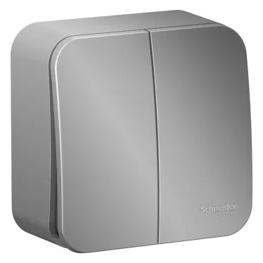 BLANCA двухклавишный выключатель наружный (cх.5) с изолирующей пластиной, 10A, 250B, алюминий