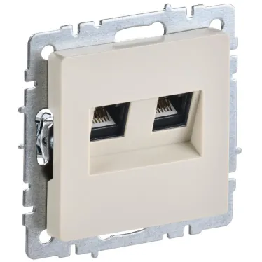 BRITE Розетка двойная RJ11+RJ45 кат.5E РК/Т12-БрКр бежевый