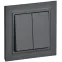 BRITE Выключатель двухклавишный 10А в сборе ВСР10-2-0-БрГ графит IEK