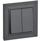 BRITE Выключатель двухклавишный 10А в сборе ВСР10-2-0-БрГ графит IEK