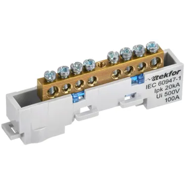 TEKFOR Шина N ноль неизолированная на универсальном держателе 6х9-8-С IEK