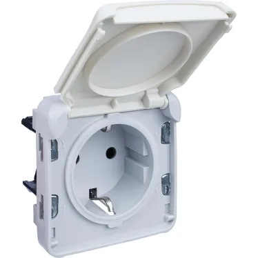 Plexo Розетка с заземлением IP55 белая в рамку