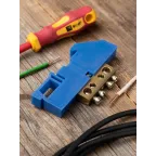 Шина 0 N (8х12мм) 4 отверстия латунь синий изолятор на DIN-рейку PROxima