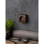 Розетка 1-местная ОП Минск 16А с заземлением темное дерево