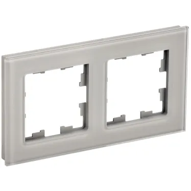 BRITE Рамка 2 поста РУ-2-2-БрД стекло дымчатый