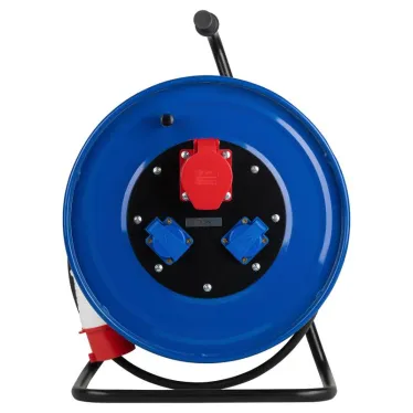 Удлинитель силовой IND380-RM-3e-5x2,5-20m-IP44 380В на катушке 3 розетки 1xCEE 5P 2xSCHUKO 20м КГ 5х2,5 32А IP44